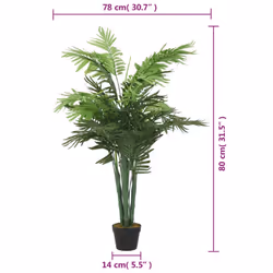 vidaXL Artificial Palm Tree Fake Plant Tree Artificial Plant 28 Leaves Green - 80 cm