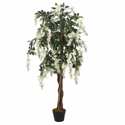vidaXL Artificial Wisteria Tree Artificial Plant 840 Leaves Green and White - 150 cm
