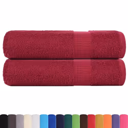 vidaXL Bath Towels 2 Pieces Bordeaux 100 x 150 cm 360 g/m 100% Cotton