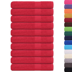 vidaXL Sauna Towels 10 pcs Red 80 x 200 cm 360 g/m 100% Cotton