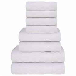 vidaXL Towel Set 8 Piece Tea Towel Hand Towel Wash Towel 360 gsm 100% Cotton - white