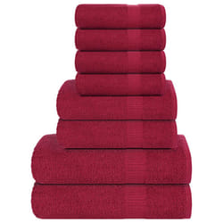 vidaXL Towel Set 8 Piece Tea Towel Hand Towel Wash Towel 360 gsm 100% Cotton - bordeaux