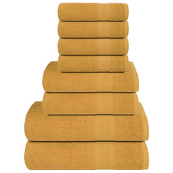 vidaXL Towel Set 8 Piece Tea Towel Hand Towel Wash Towel 360 gsm 100% Cotton - gold