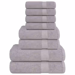 vidaXL Towel Set 8 Piece Tea Towel Hand Towel Wash Towel 360 gsm 100% Cotton - grey