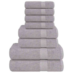 vidaXL Towel Set 8 Piece Tea Towel Hand Towel Wash Towel 360 gsm 100% Cotton - grey