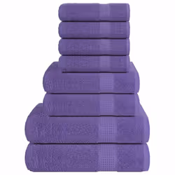 vidaXL Towel Set 8 Piece Tea Towel Hand Towel Wash Towel 360 gsm 100% Cotton - purple