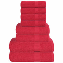 vidaXL Towel Set 8 Piece Tea Towel Hand Towel Wash Towel 360 gsm 100% Cotton - red
