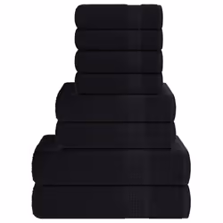 vidaXL Towel Set 8 Piece Tea Towel Hand Towel Wash Towel 360 gsm 100% Cotton - black