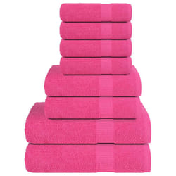 vidaXL Towel Set 8 Piece Tea Towel Hand Towel Wash Towel 360 gsm 100% Cotton - pink