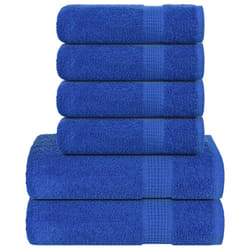 vidaXL Towel Set 6 Piece Tea Towel Hand Towel Wash Towel 360 gsm 100% Cotton - blue