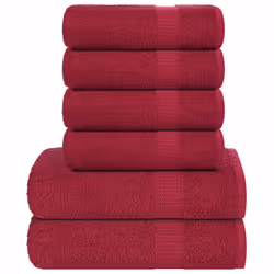 vidaXL Towel Set 6 Piece Tea Towel Hand Towel Wash Towel 360 gsm 100% Cotton - bordeaux