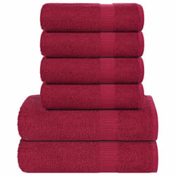 vidaXL Towel Set 6 Piece Tea Towel Hand Towel Wash Towel 360 gsm 100% Cotton - bordeaux