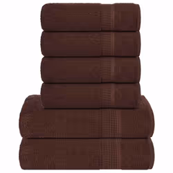vidaXL Towel Set 6 Piece Tea Towel Hand Towel Wash Towel 360 gsm 100% Cotton - brown