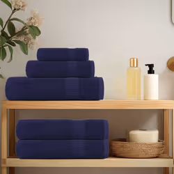 vidaXL Towel Set 6 Piece Tea Towel Hand Towel Wash Towel 360 gsm 100% Cotton - navy blue - Additional view 2