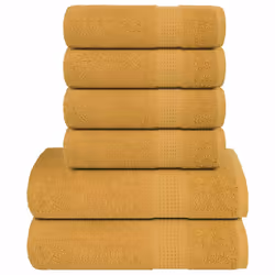 vidaXL 6 Piece Towel Set Gold 360 gsm 100% Cotton towel bath towel set
