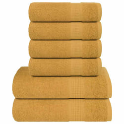 vidaXL 6 Piece Towel Set Gold 360 gsm 100% Cotton towel bath towel set