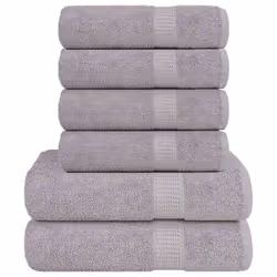 vidaXL Towel Set 6 Piece Tea Towel Hand Towel Wash Towel 360 gsm 100% Cotton - grey