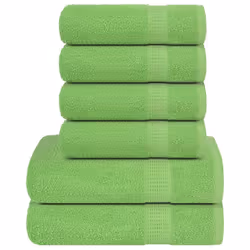 vidaXL Towel Set 6 Piece Tea Towel Hand Towel Wash Towel 360 gsm 100% Cotton - green