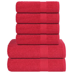 vidaXL Towel Set 6 Piece Tea Towel Hand Towel Wash Towel 360 gsm 100% Cotton - red