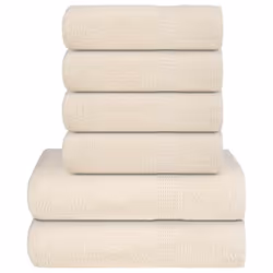 vidaXL Towel Set 6 Piece Tea Towel Hand Towel Wash Towel 360 gsm 100% Cotton - cream