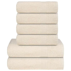 vidaXL Towel Set 6 Piece Tea Towel Hand Towel Wash Towel 360 gsm 100% Cotton - cream