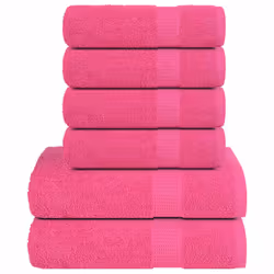 vidaXL Towel Set 6 Piece Tea Towel Hand Towel Wash Towel 360 gsm 100% Cotton - pink