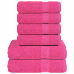 vidaXL Towel Set 6 Piece Tea Towel Hand Towel Wash Towel 360 gsm 100% Cotton - pink