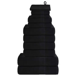 vidaXL Towel Set Washroom Tea Towel Hand Towel Wash Towel 360 gsm 100% Cotton - black