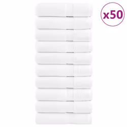 vidaXL Premium Hand Towels Shower Bath Towel Cream 600 gsm 100% Cotton - white, 50 x 100 cm/ 50 pcs