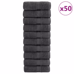 vidaXL Premium Sauna Towels Guest Bath Towel 10 pcs Grey 600gsm 100% Cotton - anthracite, 30 x 50 cm/ 50 pcs
