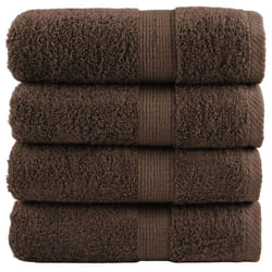 vidaXL Premium Hand Towels Shower Bath Towel Cream 600 gsm 100% Cotton - brown, 30 x 30 cm/ 4 pcs
