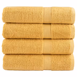 vidaXL Premium Hand Towels Shower Bath Towel Cream 600 gsm 100% Cotton - gold, 50 x 100 cm/ 4 pcs