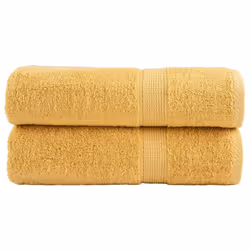 vidaXL Premium Sauna Towels Absorbent Bath Towel 2 pcs Grey 600gsm 100% Cotton - gold, 100 x 150 cm