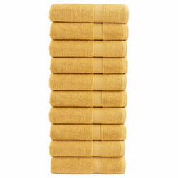 vidaXL Premium Sauna Towels Guest Bath Towel 10 pcs Gold 600gsm 100% Cotton - gold, 100 x 150 cm/ 10 pcs