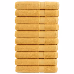 vidaXL Premium Sauna Towels Guest Bath Towel 10 pcs Grey 600gsm 100% Cotton - gold, 100 x 200 cm/ 10 pcs