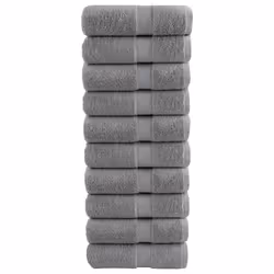vidaXL Premium Hand Towels Shower Bath Towel Cream 600 gsm 100% Cotton - grey, 30 x 30 cm/ 10 pcs