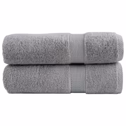 vidaXL Premium Sauna Towels Absorbent Bath Towel 2 pcs Grey 600gsm 100% Cotton - grey, 100 x 150 cm