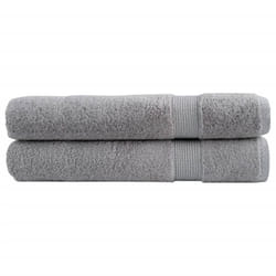 vidaXL Premium Sauna Towels Absorbent Bath Towel 2 pcs Grey 600gsm 100% Cotton - grey, 100 x 200 cm