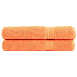 vidaXL Premium Sauna Towels Absorbent Bath Towel 2 pcs Grey 600gsm 100% Cotton - orange, 100 x 200 cm
