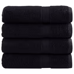 vidaXL Premium Hand Towels Shower Bath Towel Cream 600 gsm 100% Cotton - black, 70 x 140 cm/ 4 pcs