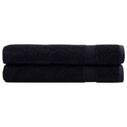 vidaXL Premium Sauna Towels Absorbent Bath Towel 2 pcs Grey 600gsm 100% Cotton - black, 100 x 200 cm