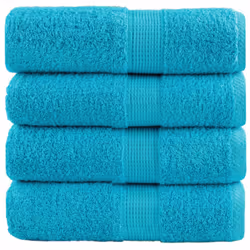 vidaXL Premium Hand Towels Shower Bath Towel Cream 600 gsm 100% Cotton - turquoise, 30 x 50 cm/ 4 pcs