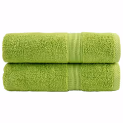 vidaXL Premium Hand Towels Shower Bath Towel Cream 600 gsm 100% Cotton - apple green, 70 x 140 cm/ 2 pcs