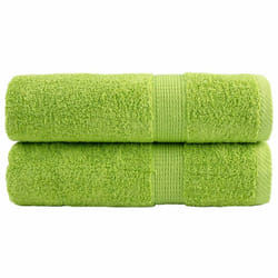 vidaXL Premium Hand Towels Shower Bath Towel Cream 600 gsm 100% Cotton - apple green, 70 x 140 cm/ 2 pcs