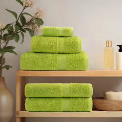 vidaXL Premium Sauna Towels Guest Bath Towel 10 pcs Gold 600gsm 100% Cotton - apple green, 100 x 200 cm/ 2 pcs - Additional view 2
