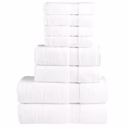 vidaXL Premium Towel Set 8 Piece Absorbent Shower Towel Bath Towels 600 gsm - white