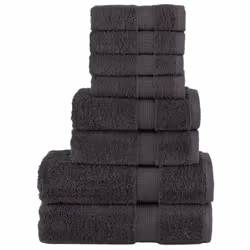 vidaXL Premium Towel Set 8 Piece Absorbent Shower Towel Bath Towels 600 gsm - anthracite
