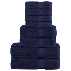 vidaXL Premium Towel Set 8 Piece Absorbent Shower Towel Bath Towels 600 gsm - navy blue