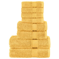 vidaXL Premium Towel Set 8 Piece Absorbent Shower Towel Bath Towels 600 gsm - gold