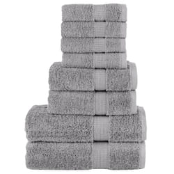 vidaXL Premium Towel Set 8 Piece Absorbent Shower Towel Bath Towels 600 gsm - grey